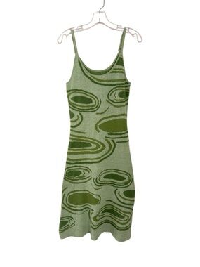 House of Sunny Hockney Midi Dress Swirl Green Size S